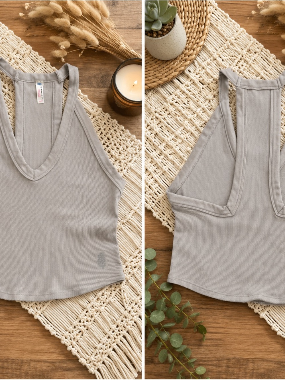 Free People Ribbed V-Neck Tank with FP Logo